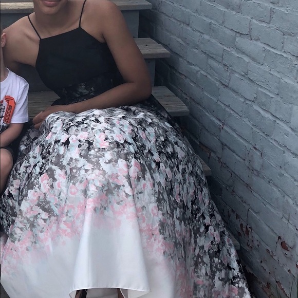 Betsy & Adam Hi-Low Halter Neck Prom Gown - Picture 4 of 6